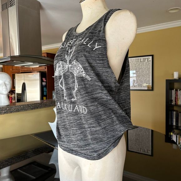 Majestically Awkward Flamingos Charcoal Gray Funny Graphic Muscle Tee Tank Top M - Picture 4 of 13